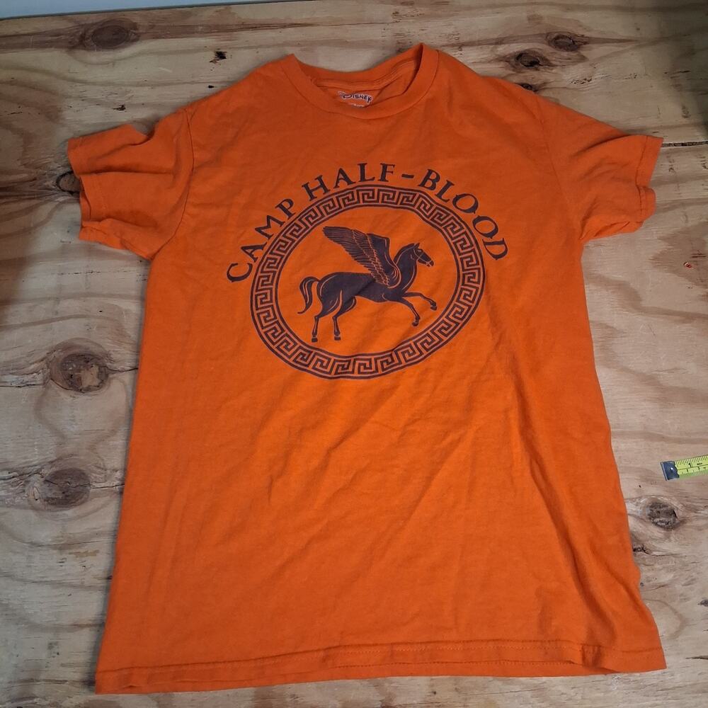 Percy Jackson Camp Half Blood T-Shirt Men's Size SMALL Disney Hot Topic Orange